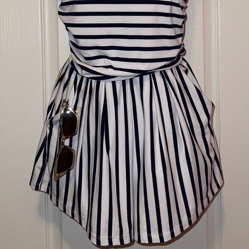 Derek Heart Navy Blue & White Romper